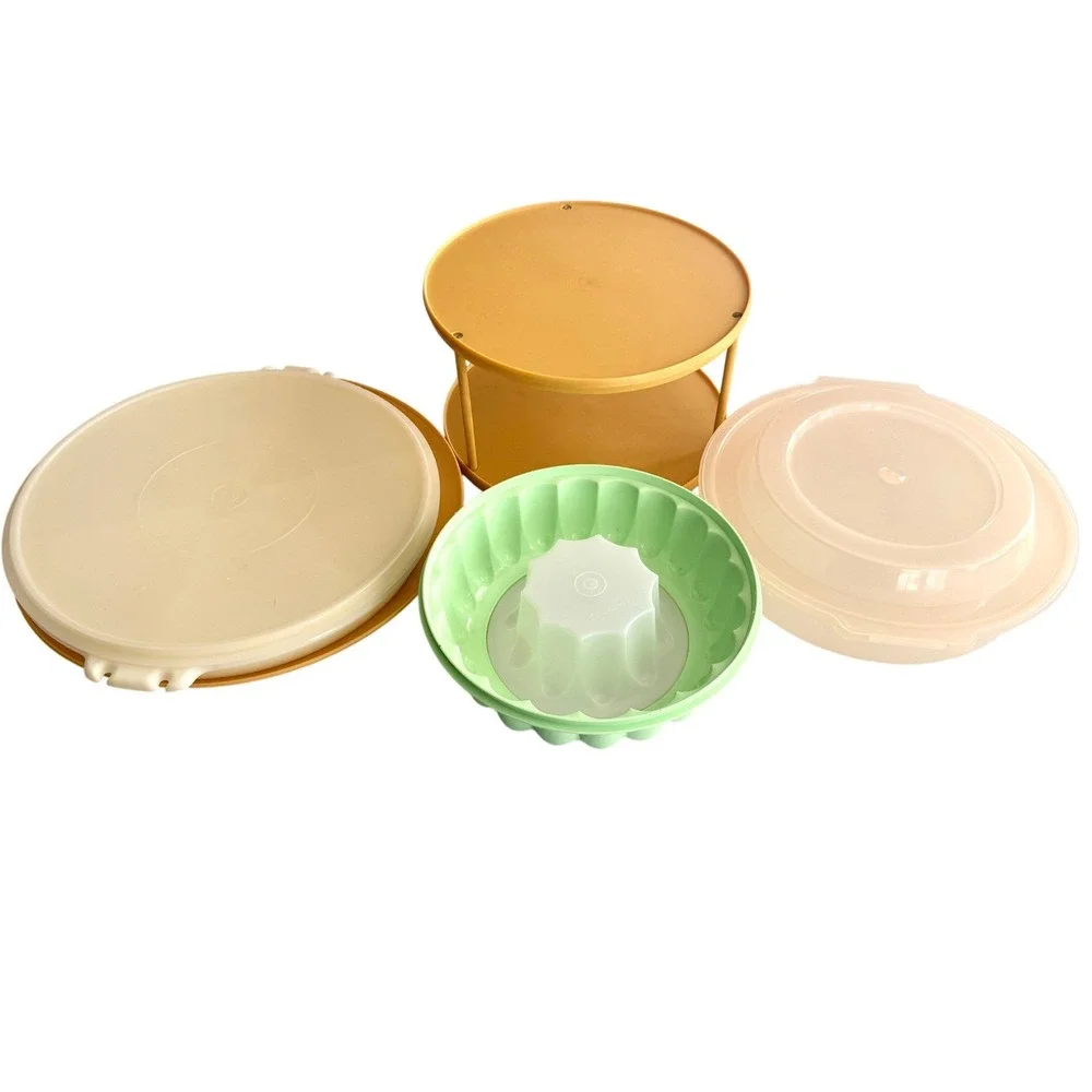 Vintage Tupperware Jel-Ring Mold Rubbermaid 2-Tier‎ Turntable Corning Ware Set